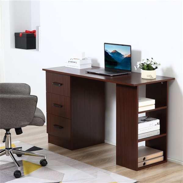 HomCom 47.25-in Walnut Modern/Contemporary Computer Desk