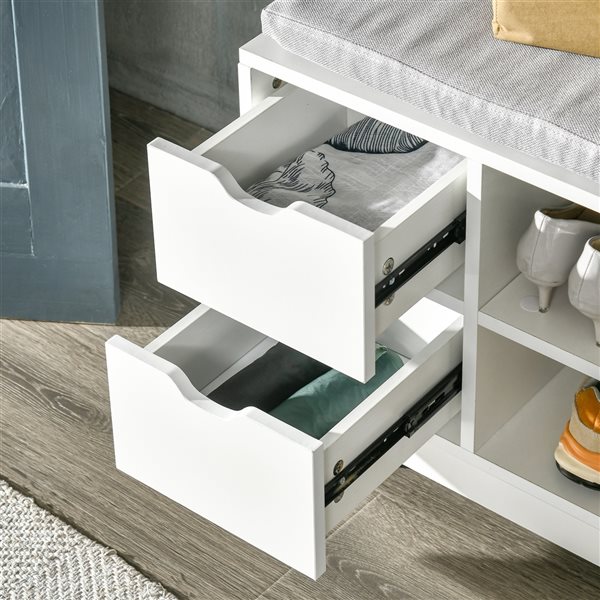 HomCom 30.75-in Modern White/Grey MDF Storage Bench