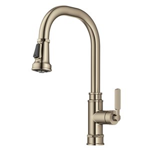 Kraus Allyn Spot-Free Antique Champagne-Bronze 1-Handle Deck Mount Pull-Down Handle/Lever Kitchen Faucet