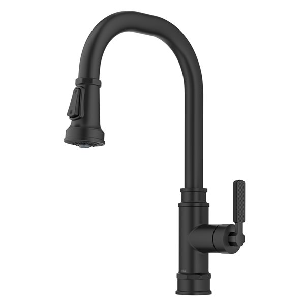 Kraus Allyn Matte Black Industrial 1-Handle Deck Mount Pull-Down Handle/Lever Residential Kitchen Faucet