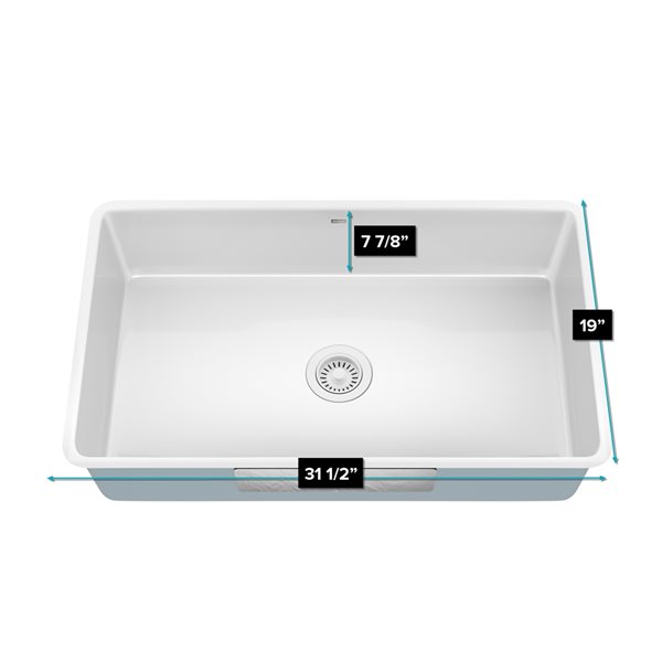 Kraus Pintura Undermount 31.5-in x 19-in White Enameled Porcelain Single Bowl Kitchen Sink