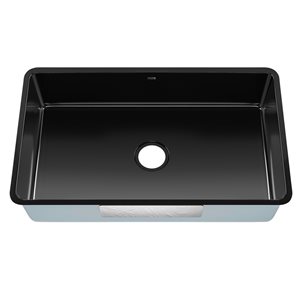 Kraus Pintura Undermount 31.5-in x 19-in Black Enameled Porcelain Single Bowl Kitchen Sink