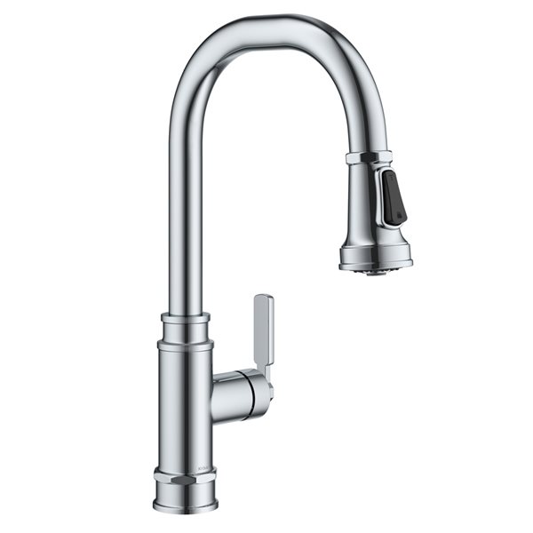 Kraus Allyn Chrome Industrial 1-Handle Deck Mount Pull-Down Handle/Lever Residential Kitchen Faucet