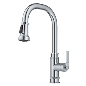 Kraus Allyn Chrome Industrial 1-Handle Deck Mount Pull-Down Handle/Lever Residential Kitchen Faucet
