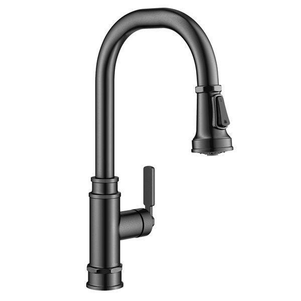 Kraus Allyn Spot-Free Black Stainless Steel 1-Handle Deck Mount Pull-Down Handle/Lever Kitchen Faucet