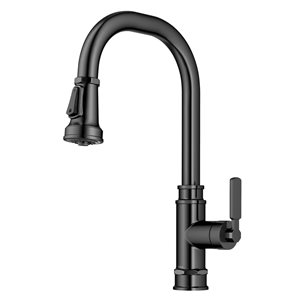 Kraus Allyn Spot-Free Black Stainless Steel 1-Handle Deck Mount Pull-Down Handle/Lever Kitchen Faucet