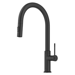 Kraus Allyn Matte Black 1-Handle Deck Mount Pull-Down Handle/Lever Residential Kitchen Faucet