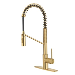 Kraus Oletto Brushed Brass 1-Handle Deck Mount Pull-Down Handle/Lever Residential Kitchen Faucet - Deck Plate Included