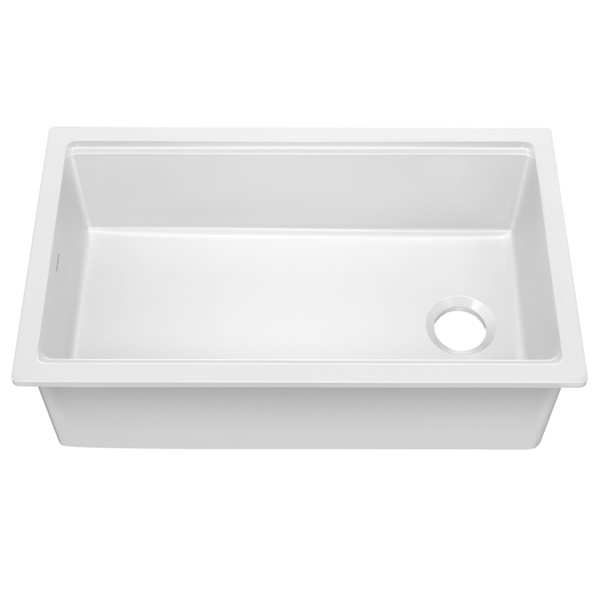 Kraus Turino Drop-In or Undermount 33-in x 18.13-in White Fireclay Single Bowl Workstation Kitchen Sink