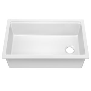 Kraus Turino Drop-In or Undermount 33-in x 18.13-in White Fireclay Single Bowl Workstation Kitchen Sink