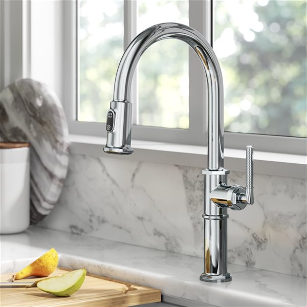 Kraus Allyn Chrome 1-Handle Deck Mount Pull-Down Handle/Lever Kitchen ...