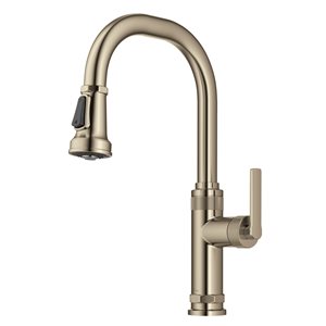 Kraus Allyn Spot-Free Antique Champagne-Bronze 1-Handle Deck Mount Pull-Down Handle/Lever Residential Kitchen Faucet