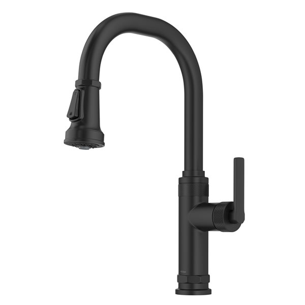 Kraus Allyn Matte Black Industrial 1-Handle Deck Mount Pull-Down Handle/Lever Kitchen Faucet