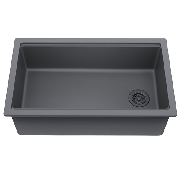 Kraus Turino Drop-In or Undermount 33-in x 18.13-in Matte Grey Fireclay Single Bowl Workstation Kitchen Sink