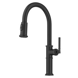 Kraus Allyn Matte Black 1-Handle Deck Mount Pull-Down Handle/Lever Kitchen Faucet