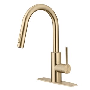 Kraus Oletto Spot-Free Antique Champagne-Bronze 1-Handle Deck Mount Pull-Down Handle/Lever Kitchen Faucet - Deck Plate Included