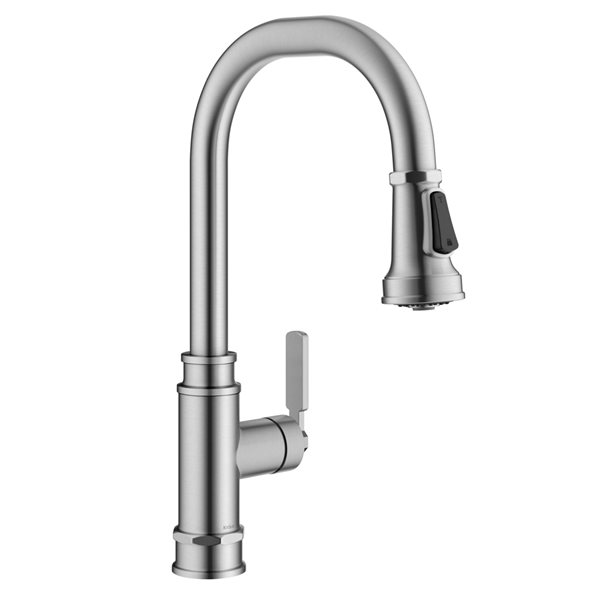 Kraus Allyn Spot-Free Stainless Steel Industrial 1-Handle Deck Mount Pull-Down Handle/Lever Residential Kitchen Faucet