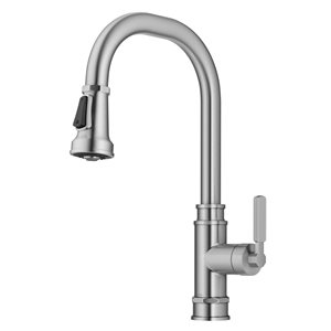 Kraus Allyn Spot-Free Stainless Steel Industrial 1-Handle Deck Mount Pull-Down Handle/Lever Residential Kitchen Faucet