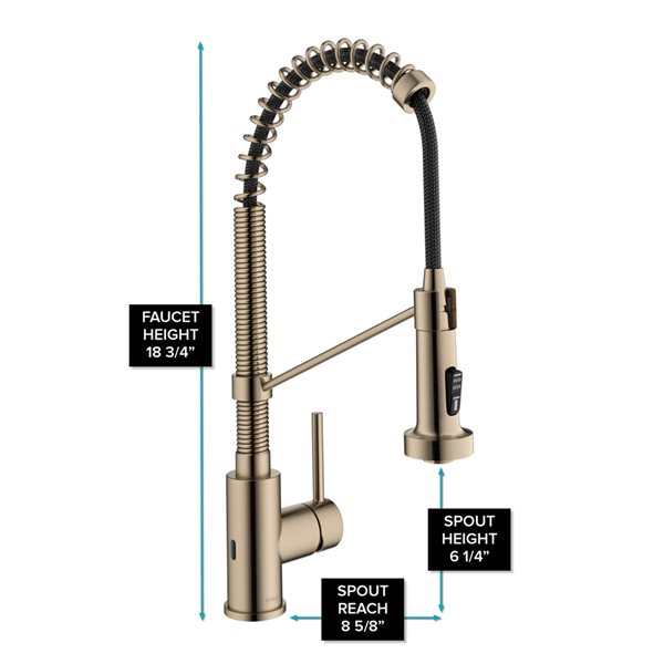 Kraus Bolden Spot-Free Antique Champagne-Bronze 1-Handle Deck Mount Pull-Down Touchless Residential Kitchen Faucet