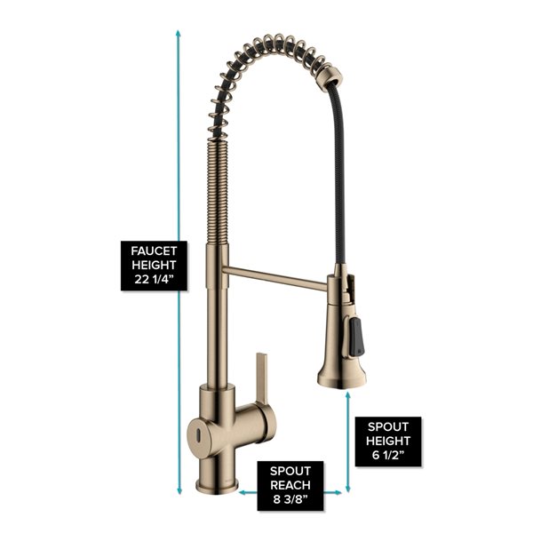 Kraus Britt Spot-Free Antique Champagne-Bronze 1-Handle Deck Mount Pull-Down Touchless Residential Kitchen Faucet