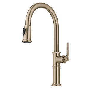 Kraus Allyn Brushed Gold 1-Handle Deck Mount Pull-Down Handle/Lever Residential Kitchen Faucet