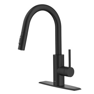Kraus Oletto Matte Black 1-Handle Deck Mount Pull-Down Handle/Lever Residential Kitchen Faucet - Deck Plate Included