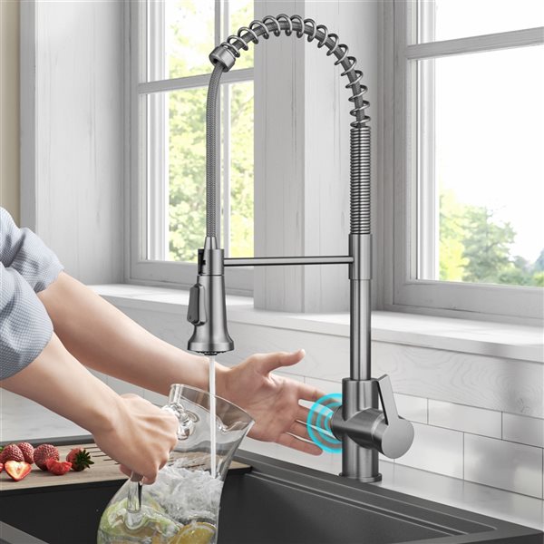 Kraus Britt Spot-Free Stainless Steel 1-Handle Deck Mount Pull-Down Touchless Residential Kitchen Faucet