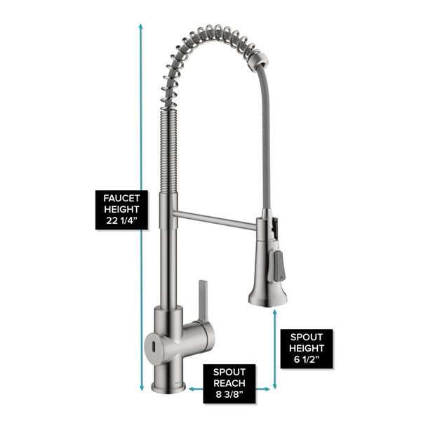 Kraus Britt Spot-Free Stainless Steel 1-Handle Deck Mount Pull-Down Touchless Residential Kitchen Faucet