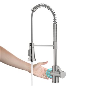 Kraus Britt Spot-Free Stainless Steel 1-Handle Deck Mount Pull-Down Touchless Residential Kitchen Faucet