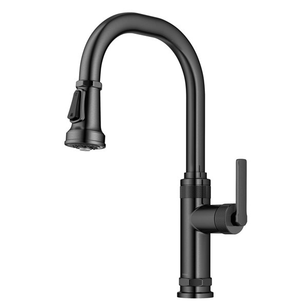 Kraus Allyn Spot-Free Black Stainless Steel 1-Handle Deck Mount Pull-Down Handle/Lever Residential Kitchen Faucet