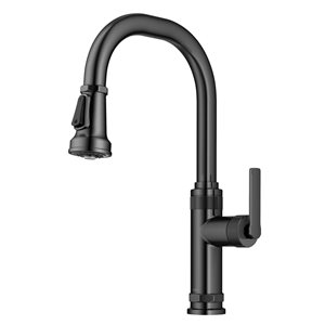 Kraus Allyn Spot-Free Black Stainless Steel 1-Handle Deck Mount Pull-Down Handle/Lever Residential Kitchen Faucet