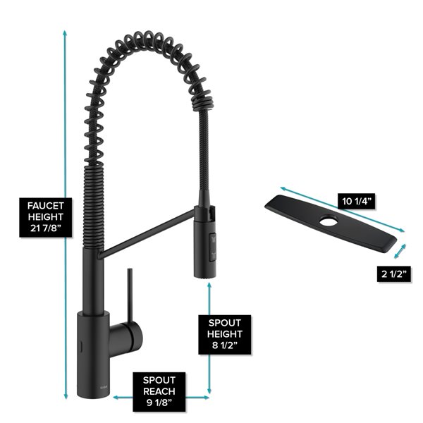 Kraus Oletto Matte Black 1Handle Deck Mount PullDown Touchless