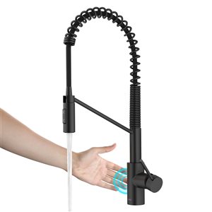 Kraus Oletto Matte Black 1-Handle Deck Mount Pull-Down Touchless Residential Kitchen Faucet - Deck Plate Included
