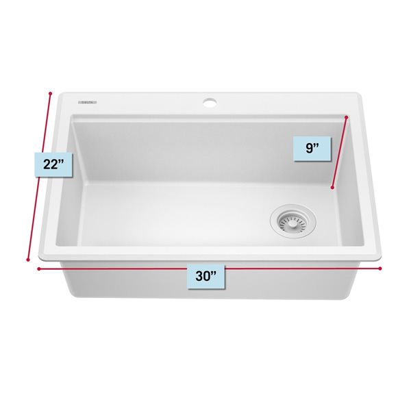 Delta Everest Drop-In 30-in x 16-in White Granite Composite Single Bowl 1-Hole Workstation Kitchen Sink - Drainboard Included