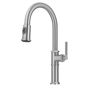 Kraus Allyn Spot-Free Stainless Steel Industrial 1-Handle Deck Mount Pull-Down Handle/Lever Kitchen Faucet