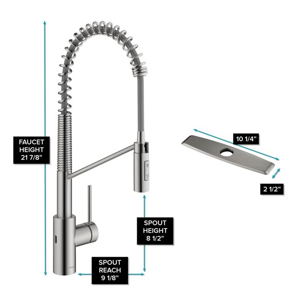 Kraus Oletto Spot-Free Stainless Steel 1-Handle Deck Mount Pull-Down Touchless Residential Kitchen Faucet - Deck Plate Included