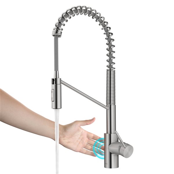 Kraus Oletto Spot-Free Stainless Steel 1-Handle Deck Mount Pull-Down Touchless Residential Kitchen Faucet - Deck Plate Included