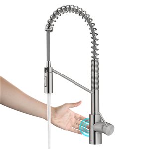 Kraus Oletto Spot-Free Stainless Steel 1-Handle Deck Mount Pull-Down Touchless Residential Kitchen Faucet - Deck Plate Included