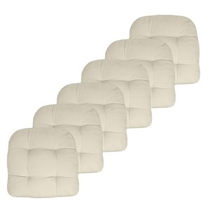 Marina Decoration Thick Patio Pad Tufted Solid Outdoor Chair Seat Cushion, 6-Pack Cream