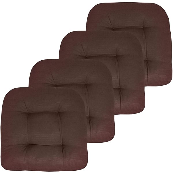 Marina Decoration Thick Patio Pad Tufted Solid Outdoor Chair Seat Cushion, 4-Pack Brown