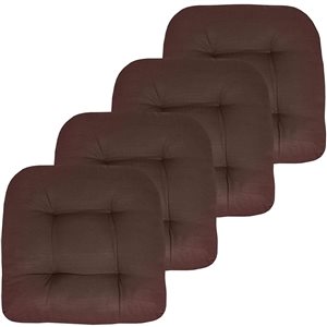 Marina Decoration Thick Patio Pad Tufted Solid Outdoor Chair Seat Cushion, 4-Pack Brown