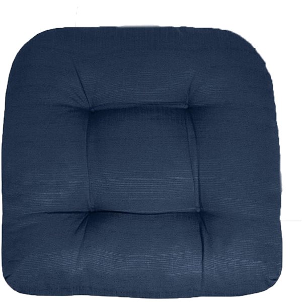 Marina Decoration Thick Patio Pad Tufted Solid Outdoor Chair Seat Cushion, 6-Pack Navy Blue