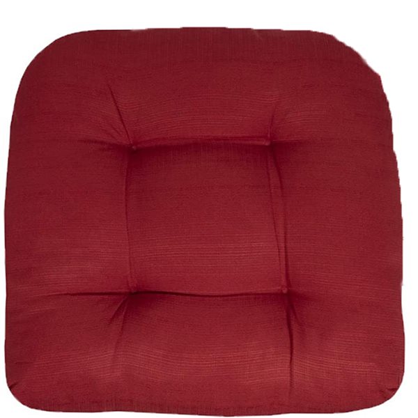 Marina Decoration Thick Patio Pad Tufted Solid Outdoor Chair Seat Cushion, 2-Pack Red