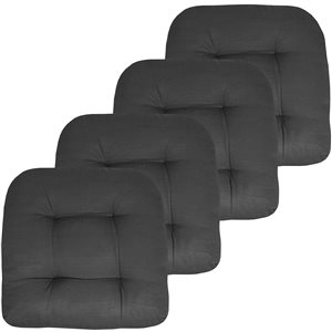 Marina Decoration Thick Patio Pad Tufted Solid Outdoor Chair Seat Cushion, 4-Pack Grey