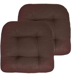 Marina Decoration Thick Patio Pad Tufted Solid Outdoor Chair Seat Cushion, 2-Pack Brown