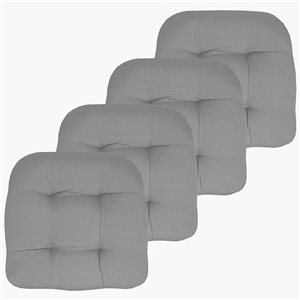 Marina Decoration Thick Patio Pad Tufted Solid Outdoor Chair Seat Cushion, 4-Pack Silver