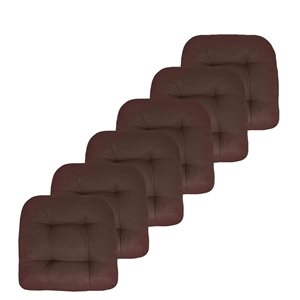 Marina Decoration Thick Patio Pad Tufted Solid Outdoor Chair Seat Cushion, 6-Pack Brown