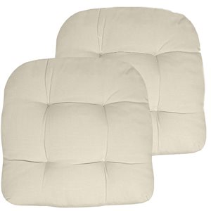 Marina Decoration Thick Patio Pad Tufted Solid Outdoor Chair Seat Cushion, 2-Pack Cream