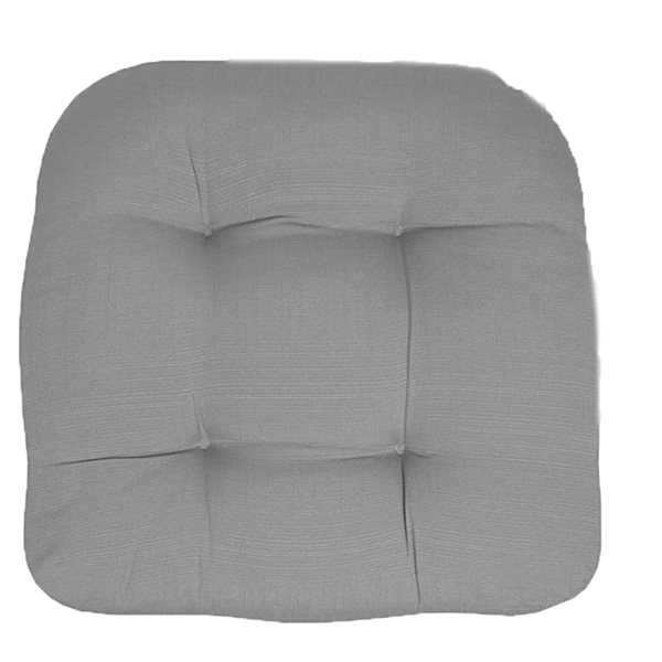 Marina Decoration Thick Patio Pad Tufted Solid Outdoor Chair Seat Cushion, 2-Pack Silver