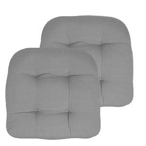 Marina Decoration Thick Patio Pad Tufted Solid Outdoor Chair Seat Cushion, 2-Pack Silver